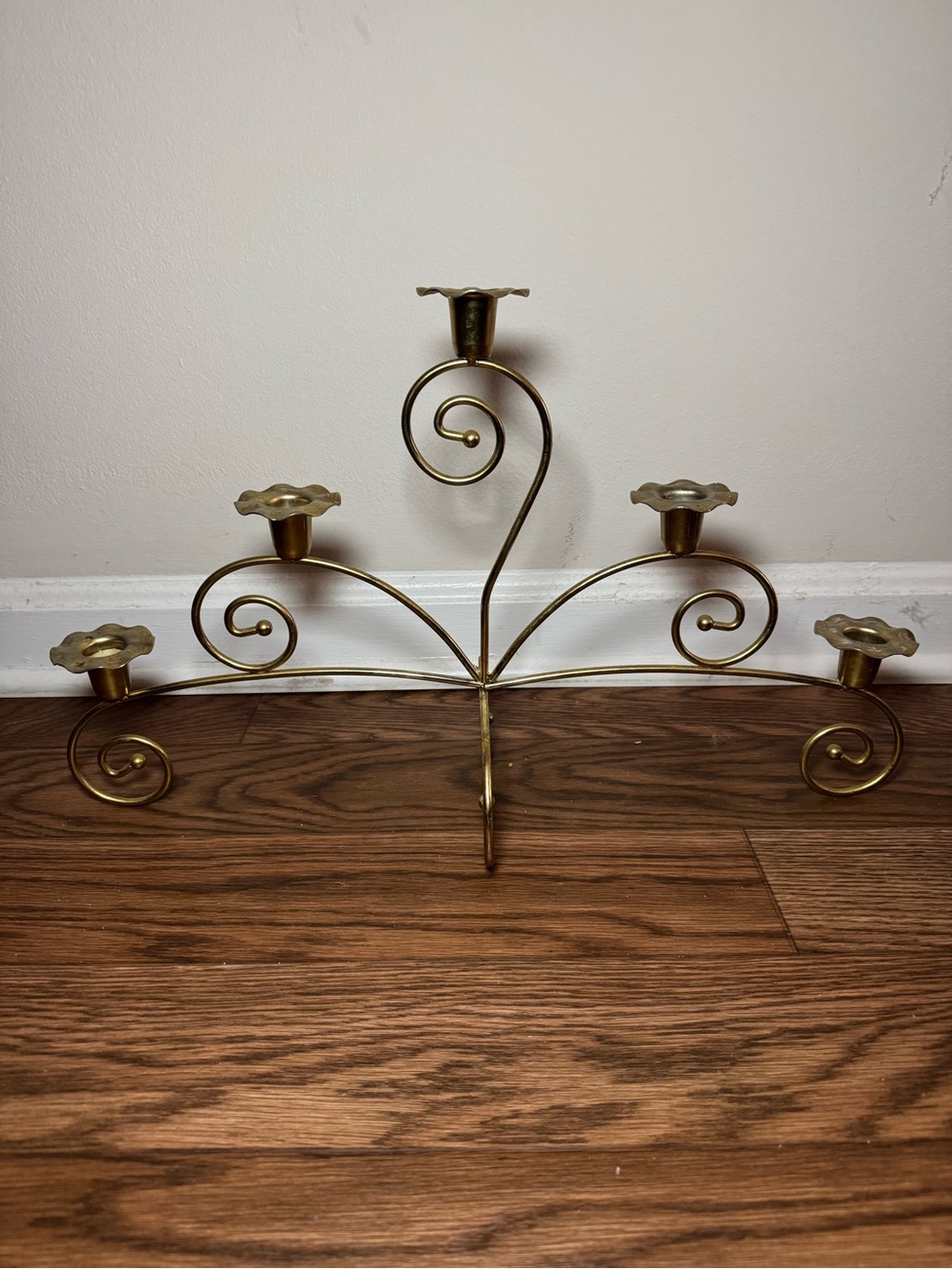 Brass Finish 5-Arm Metal Candle Holder